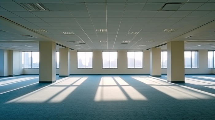 Empty workplace in the morning